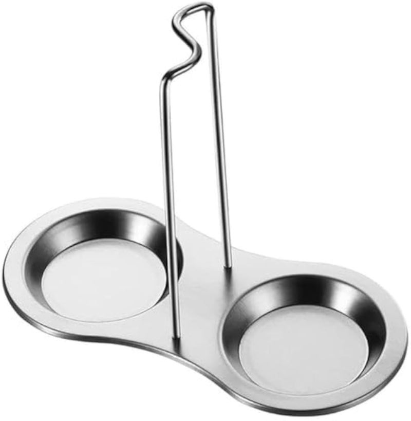 حامل ملاعق مزدوج من الفولاذ المقاوم للصدأ، وحامل لأدوات المطبخ وأغطية القدور، ومنظم حامل المغرفة